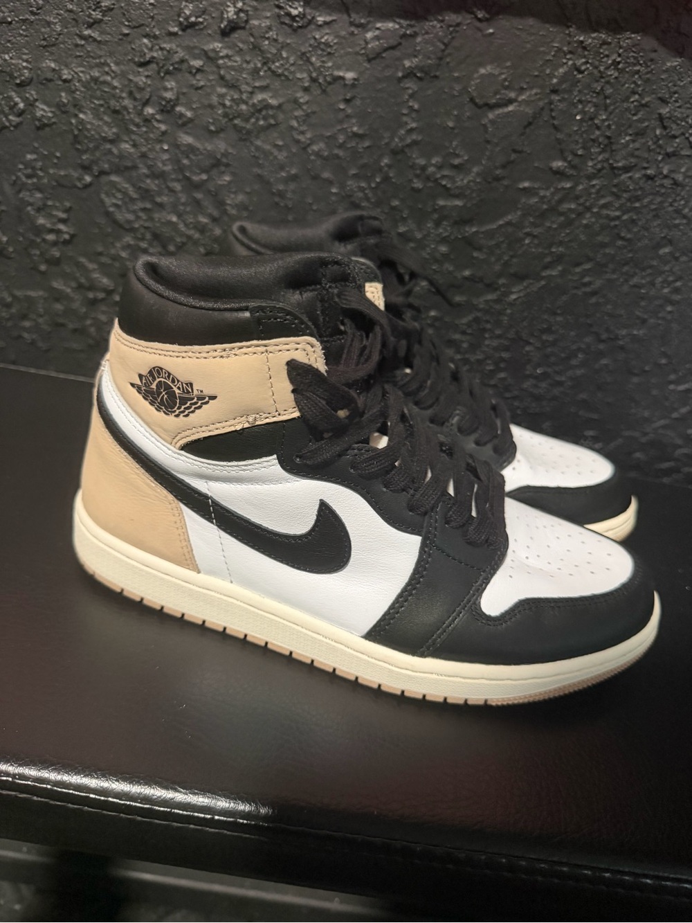 Nike Air Jordan 1 High Black White Tan Sneakers